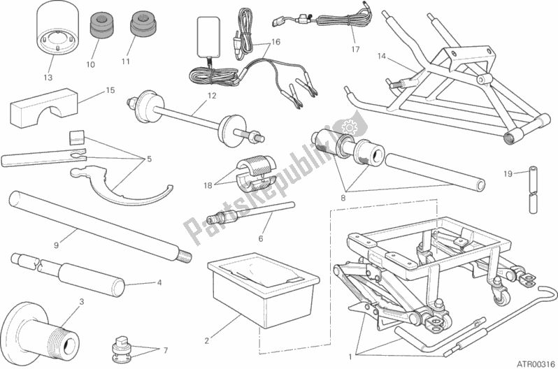 All parts for the 01c - Workshop Service Tools of the Ducati Superbike 1199 Panigale Superleggera USA 2014